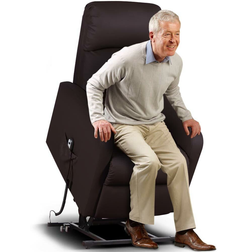 Poltrona Alzapersona Elettrica Motorizzata Reclinabile Ecopelle Moro Per Anziani 8051739523584 | eBay - Image 2