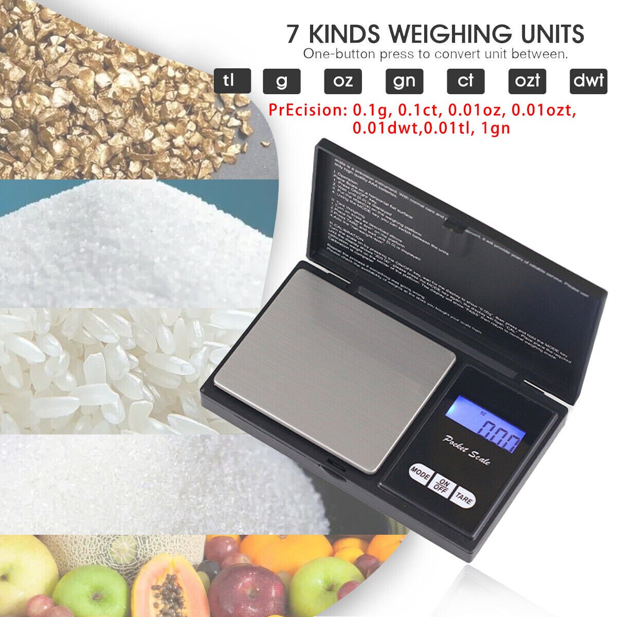 Digital Scale 1000g x 0.1g Jewelry Gold Silver Coin Gram Pocket size - Image 3