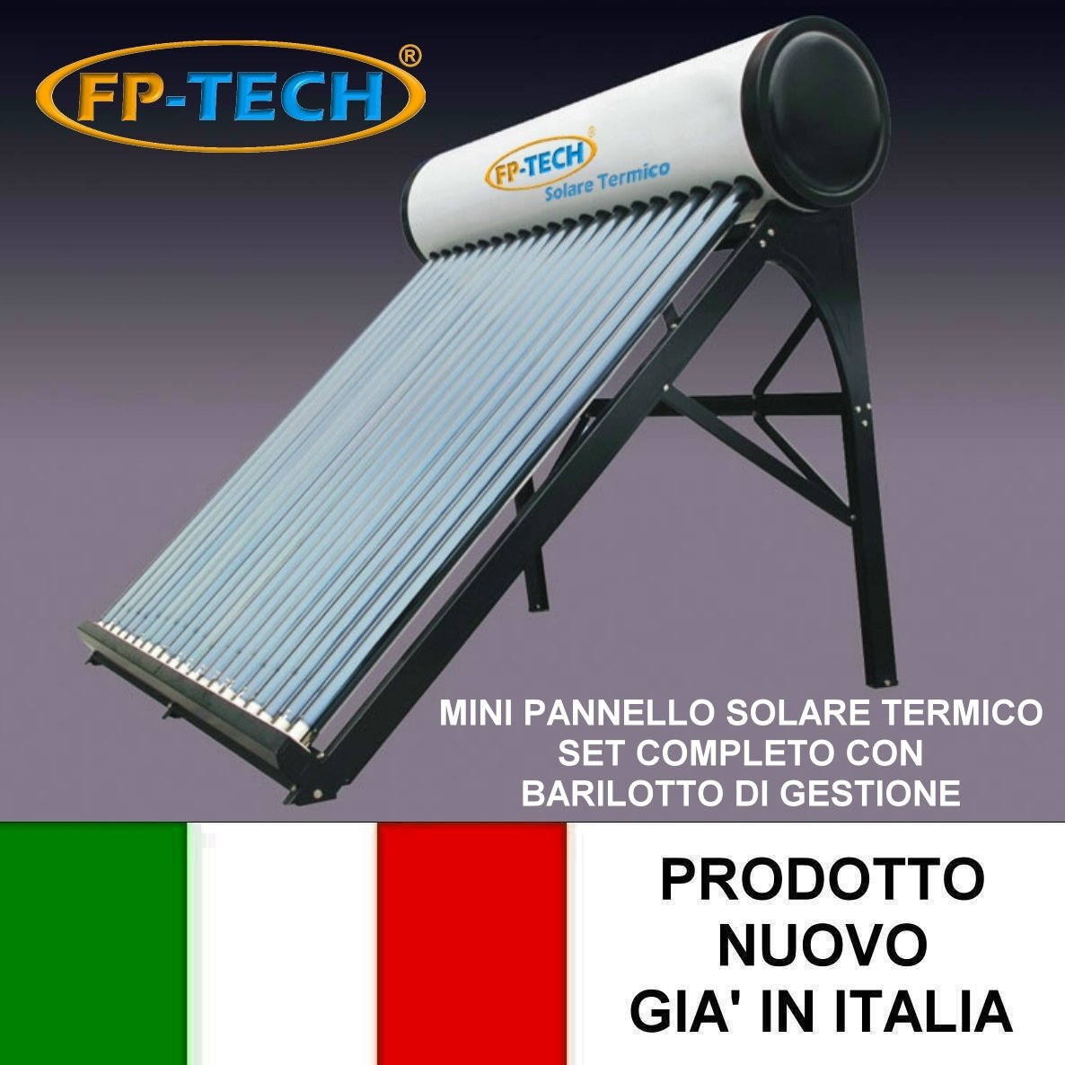 PANNELLO SOLARE TERMICO ACQUA CALDA ACCIAIO INOX 100 LT TUBI