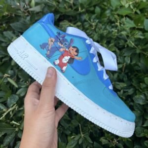 Nike Air Force 1 '07 Lilo & Stitch Blue Beige Sneakers Shoes Women’s 7.5/Youth 6