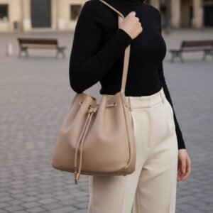 BORSA DA DONNA A SACCA PF159 APRICOT ROSATO ACCESSORI MODA