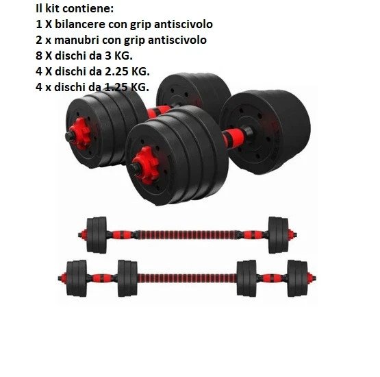 Set Manubri REGOLABILI Palestra Sollevamento PESI 40 Kg Regolabili