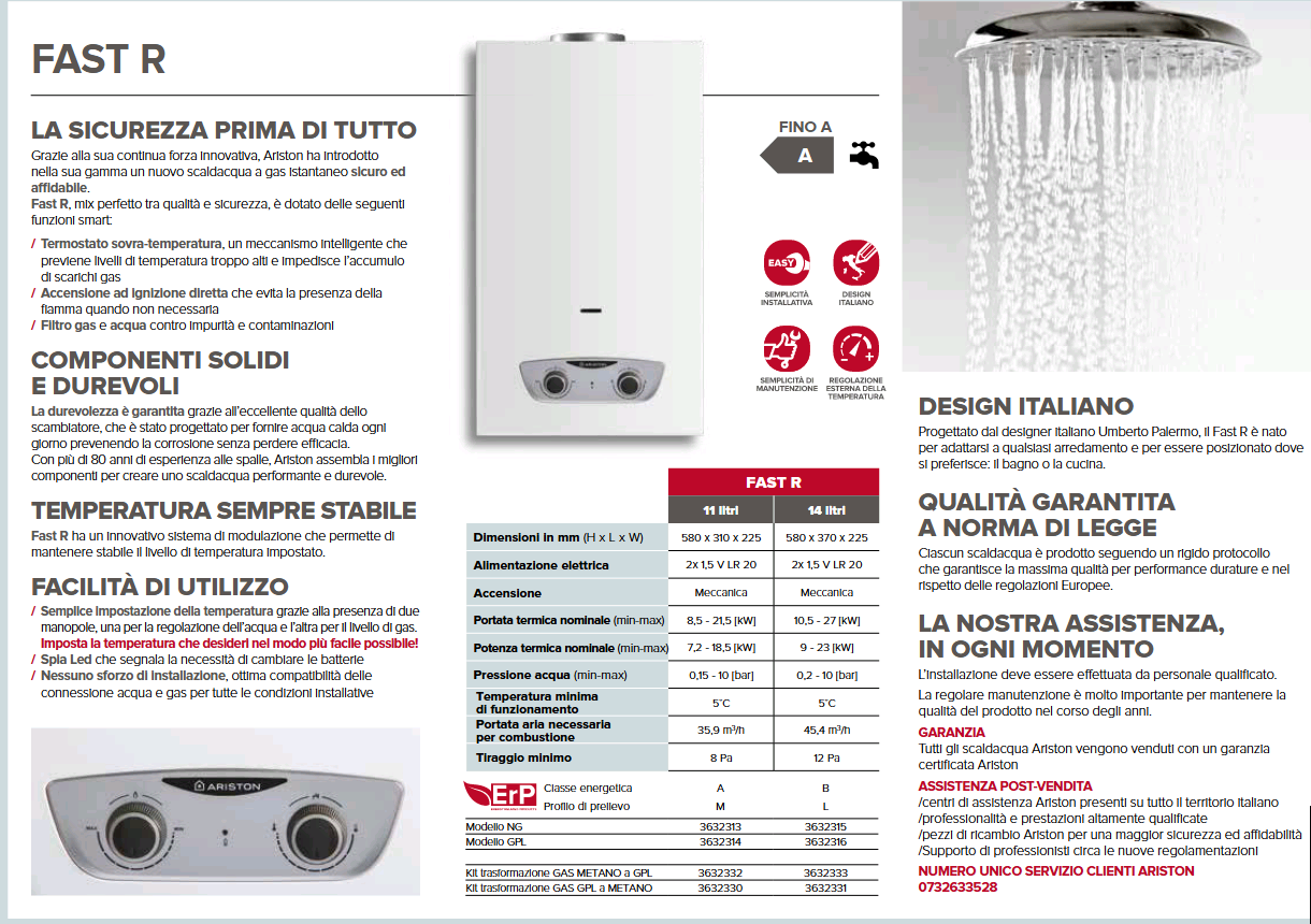 SCALDABAGNO A GAS ARISTON FAST R X 11 LITRI ESTERNO GAS METANO - Image 3