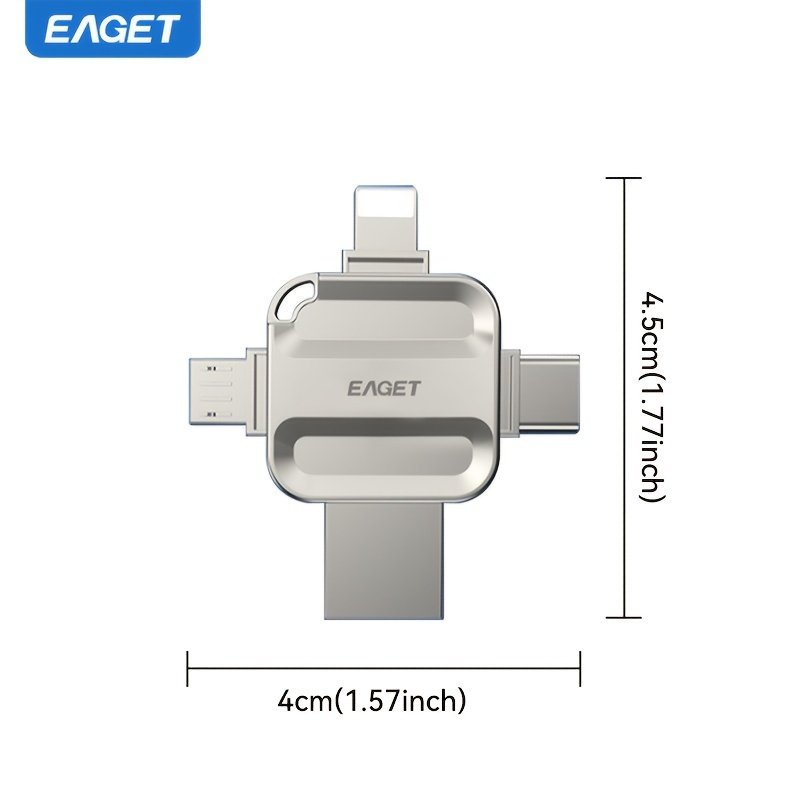 EAGET 4-In-1 High-Speed USB 3.0 Photo Stick Lightning Memory Stick for Iphone Storage, One-Click Backup, Works with for Iphone/Ipad/Mac/Pc/Android - Image 2