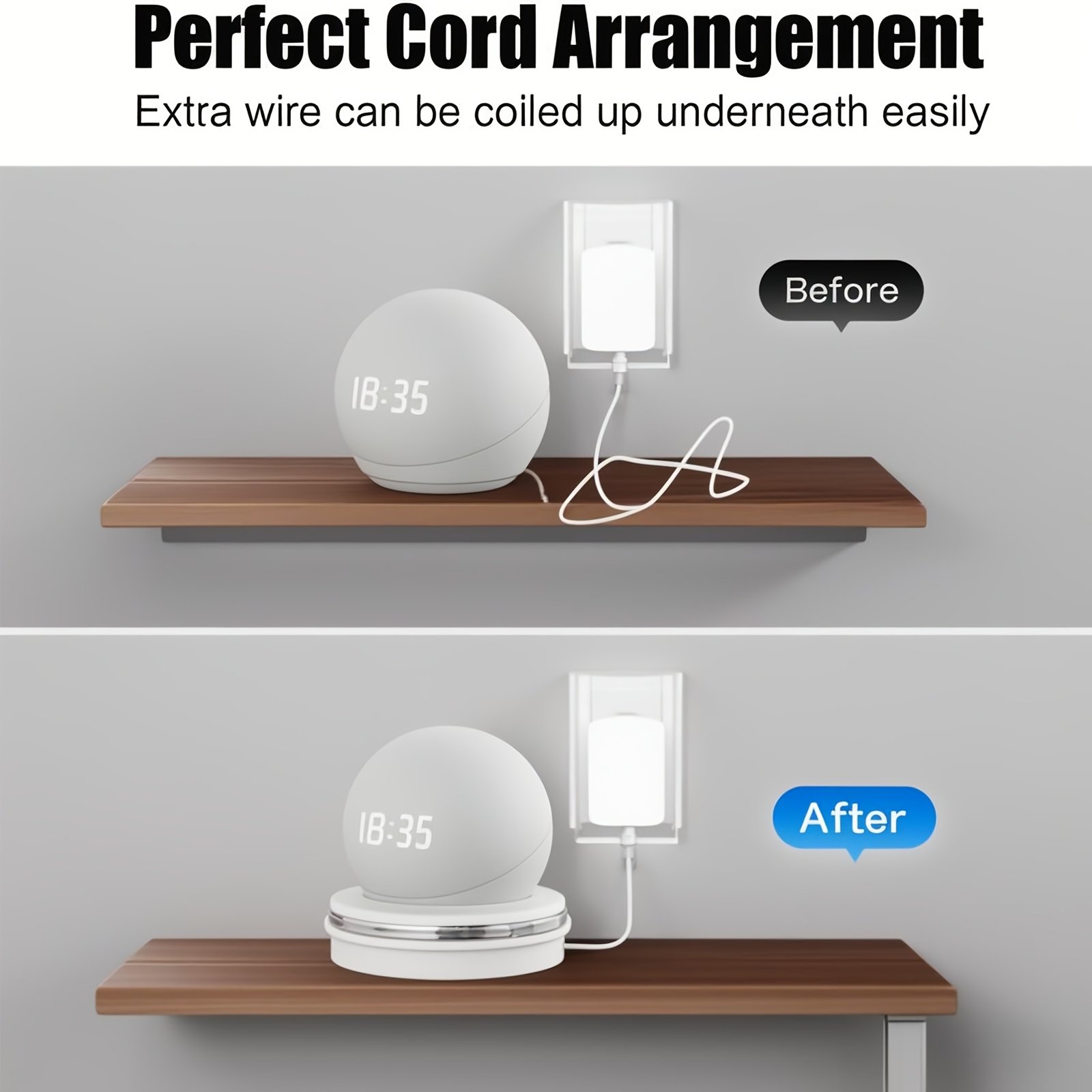 Echo Dot 4th/5th Generation Table Stand Desktop Holder Mount for Echo Dot 4th/5th Gen, Base Bracket with Light Guide - Image 4