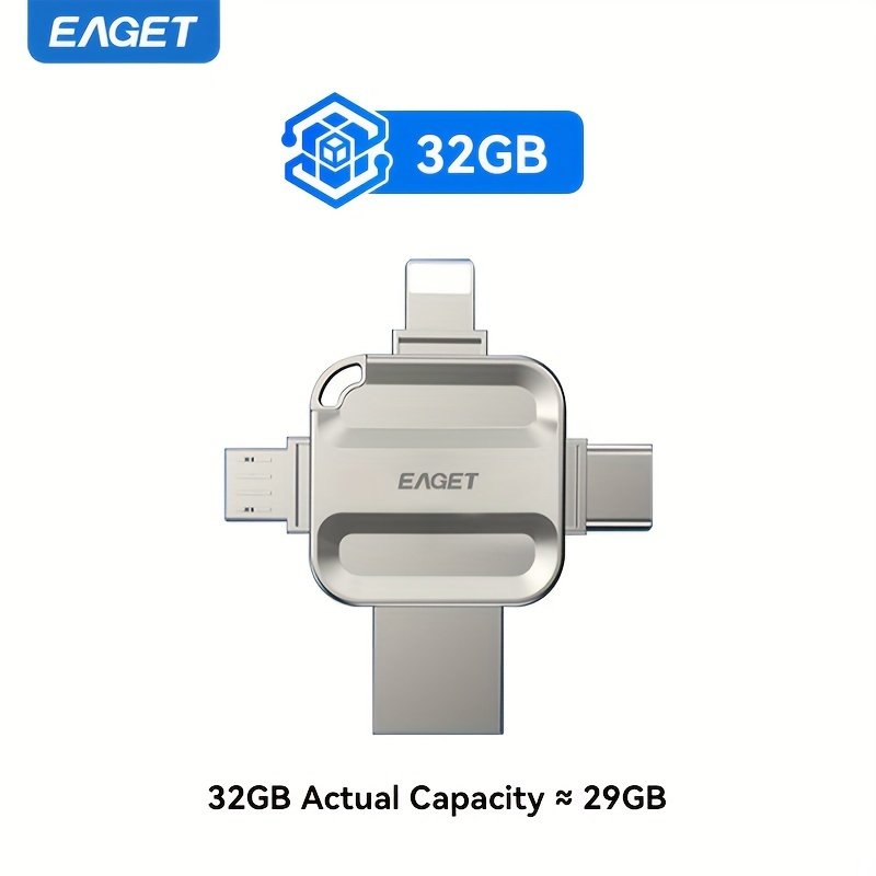 EAGET 4-In-1 High-Speed USB 3.0 Photo Stick Lightning Memory Stick for Iphone Storage, One-Click Backup, Works with for Iphone/Ipad/Mac/Pc/Android - Image 3