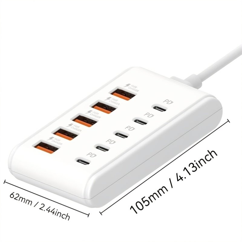 2026 New Model with 10 Ports: 5 Type-C PD And 5 USB-A Interfaces, Suitable for Laptops, Tablets, And Multiple Devices. A Compact Power Hub - Image 2