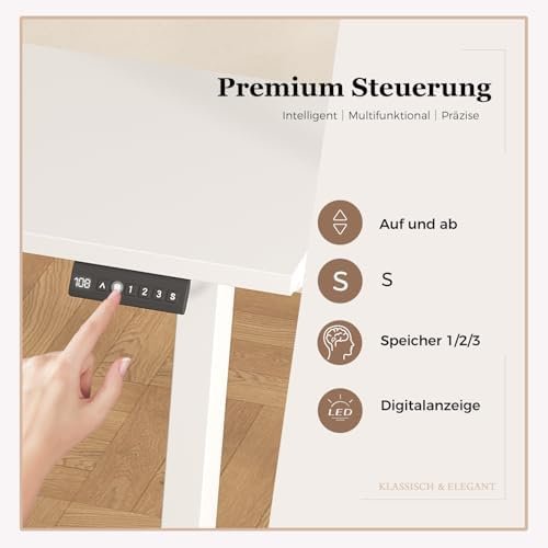 Klicelor L-Shaped Height Adjustable Electric Desk, 150 x 125 cm, Ergonomic Desk with 3 Memory Functions and Anti-Collision Technology, White Amazon.it: Everything Else - Image 5