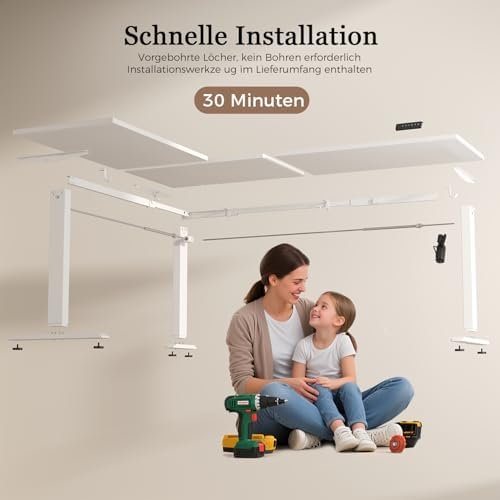 Klicelor L-Shaped Height Adjustable Electric Desk, 150 x 125 cm, Ergonomic Desk with 3 Memory Functions and Anti-Collision Technology, White Amazon.it: Everything Else - Image 7