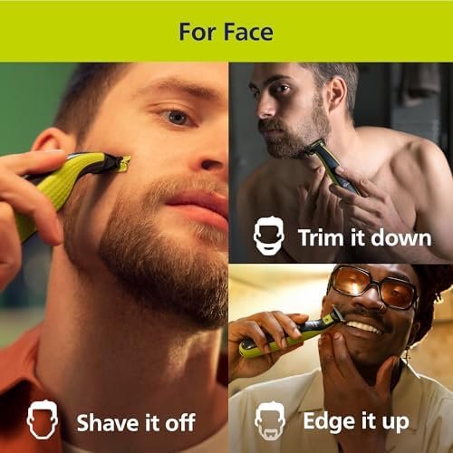 Philips OneBlade 360 Genuine Electric Beard Trimmer for Face and Body, Razor and Brush, 3 x 360 Blades, - Image 2