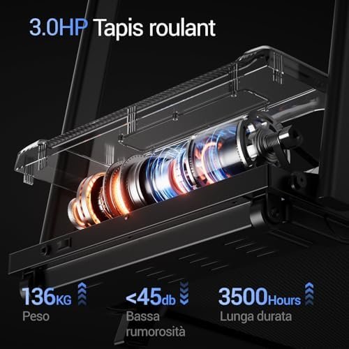 LONTEK Space-Saving Treadmill with 15% Inclination, Electric Treadmill 12KM/H, Foldable Home Treadmill with 3.0 HP Motor and LED Display - Image 5