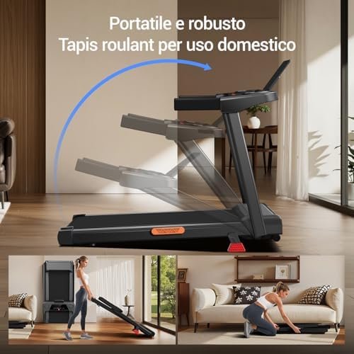 LONTEK Space-Saving Treadmill with 15% Inclination, Electric Treadmill 12KM/H, Foldable Home Treadmill with 3.0 HP Motor and LED Display - Image 7