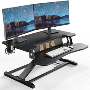 PUTORSEN Sit-Stand Desk 32 Inch Standing Desk Converter with Keyboard Tray, Standing Desk Stand with Cup Holder and Board for Notes up to 15 kg, Black  Amazon.it: Home & Kitchen