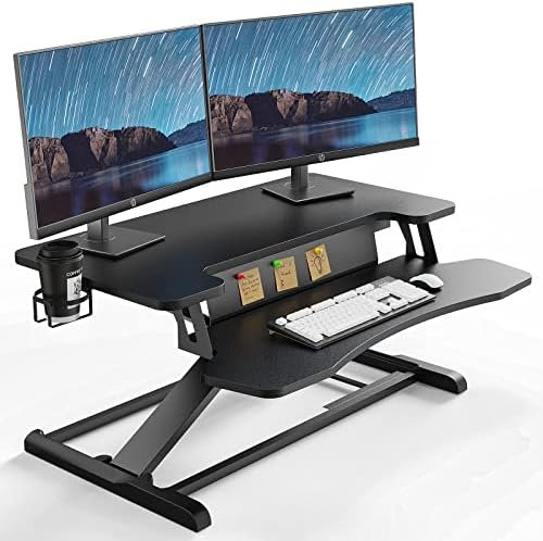 PUTORSEN Sit-Stand Desk 32 Inch Standing Desk Converter with Keyboard Tray, Standing Desk Stand with Cup Holder and Board for Notes up to 15 kg, Black Amazon.it: Home & Kitchen