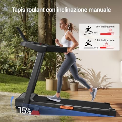 LONTEK Space-Saving Treadmill with 15% Inclination, Electric Treadmill 12KM/H, Foldable Home Treadmill with 3.0 HP Motor and LED Display - Image 2