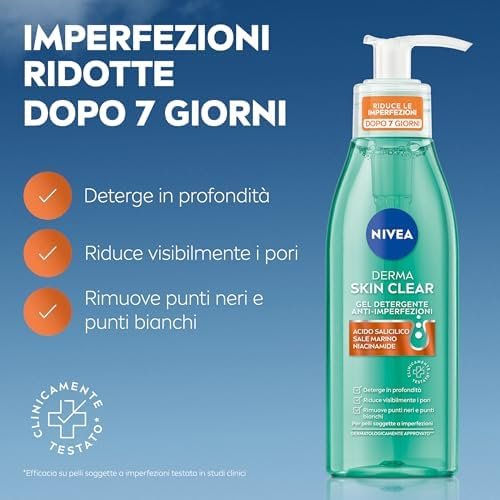 NIVEA Special Pack Derma Skin Clear Anti Blemishes, Face Cleansing Gel 150 ml + Night Peeling 40 ml + Face and Body Scrub 150 ml + Astringent Tonic 200 ml Amazon.it: Beauty - Image 2