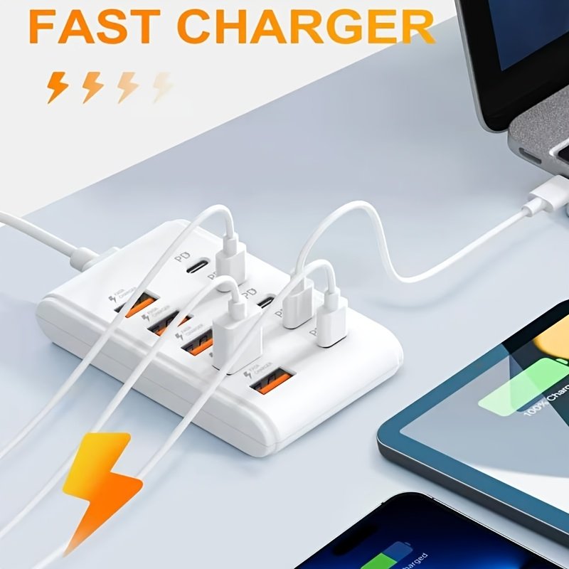 2026 New Model with 10 Ports: 5 Type-C PD And 5 USB-A Interfaces, Suitable for Laptops, Tablets, And Multiple Devices. A Compact Power Hub - Image 6