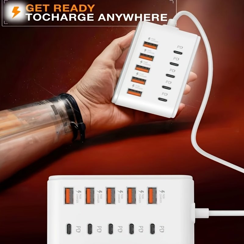 2026 New Model with 10 Ports: 5 Type-C PD And 5 USB-A Interfaces, Suitable for Laptops, Tablets, And Multiple Devices. A Compact Power Hub - Image 10