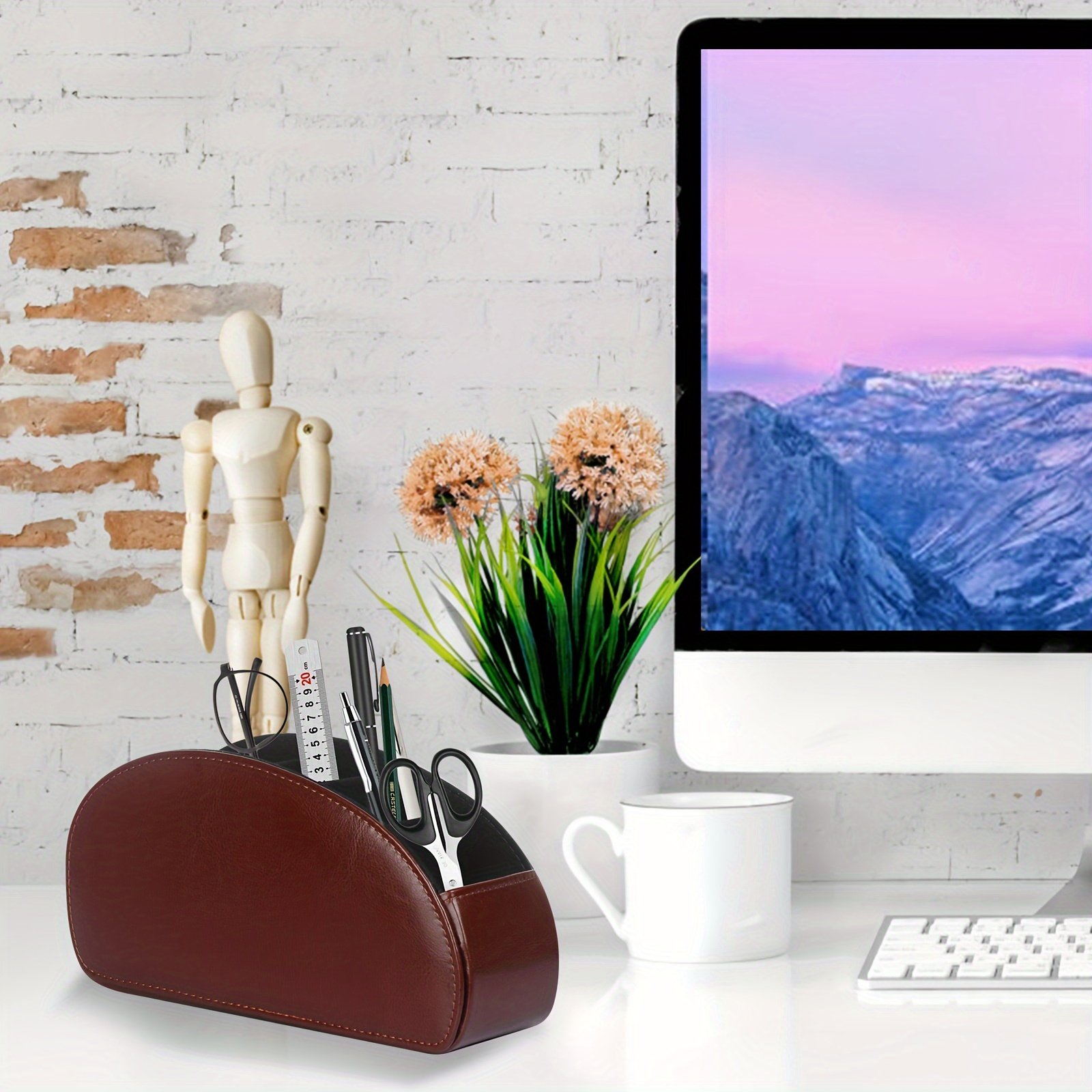 Remote Control Holder with 5 Compartments - Black Faux Leather Remote Caddy for TV, DVD, Blu-Ray, Media Player, And Heater Control.. - Image 7