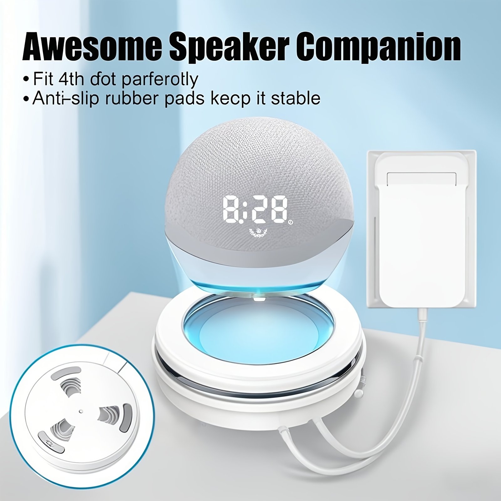 Echo Dot 4th/5th Generation Table Stand Desktop Holder Mount for Echo Dot 4th/5th Gen, Base Bracket with Light Guide - Image 7