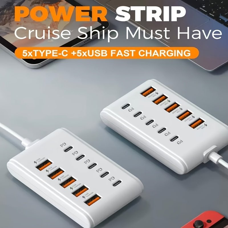 2026 New Model with 10 Ports: 5 Type-C PD And 5 USB-A Interfaces, Suitable for Laptops, Tablets, And Multiple Devices. A Compact Power Hub - Image 9