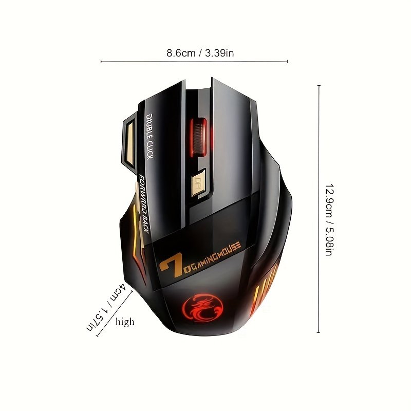 ELFO LARANJA Rechargeable Wireless Gaming Mouse Compatible for PC/Laptop, RGB Backlight with Right-Handed Ergonomic, Silent Operation & Optical Tracking... - Image 2